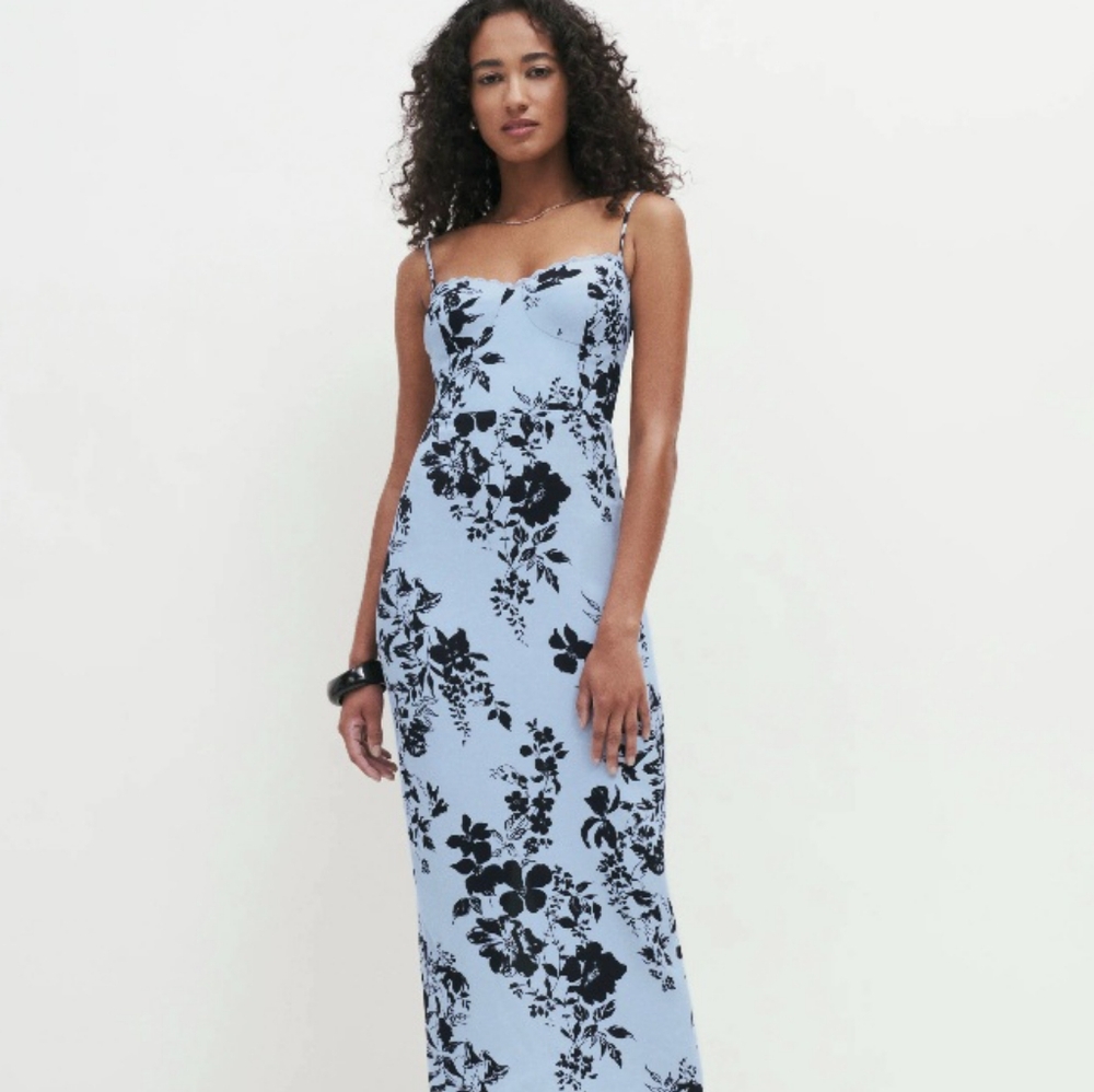 Derek Heart Blue Flowered Maxi Dress